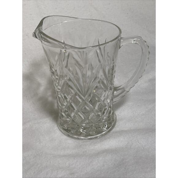 Vtg 1960s Anchor Hocking Pineapple Design Clear Glass Pitcher W/Ribbed Handle - Picture 1 of 4